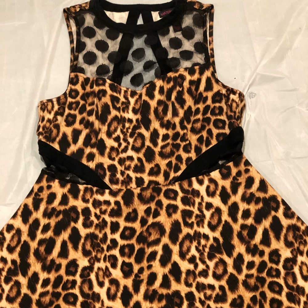 LEOPARD PRINT MAXI DRESS WITH MESH SIDES